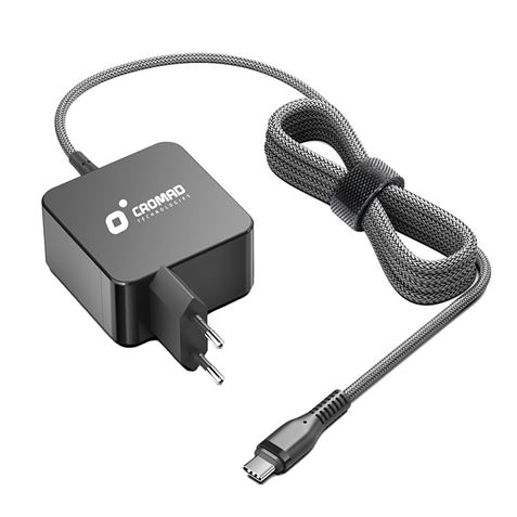 Cromad CR1204 Cargador Universal de Pared para Portatil USB-C 65W - Carga Rapida PD 3.0 - Cable de 1.50m - Color Negro