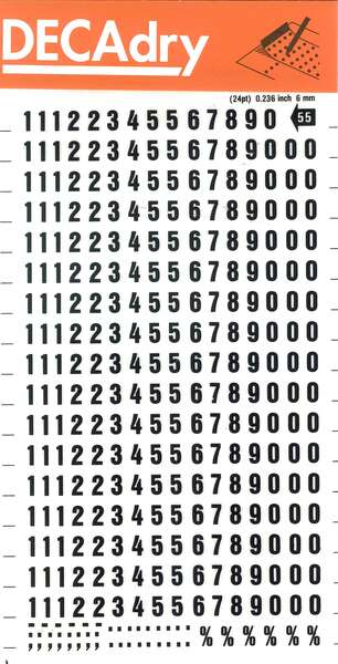 Apli Numeros Transferibles - 6mm de Tamaño - 316 Caracteres - Facil Aplicacion y Durabilidad - Negro