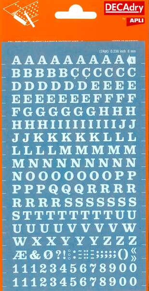 Apli Letras y Numeros Transferibles - 6mm - Facil Aplicacion - 214 Caracteres - Blanco