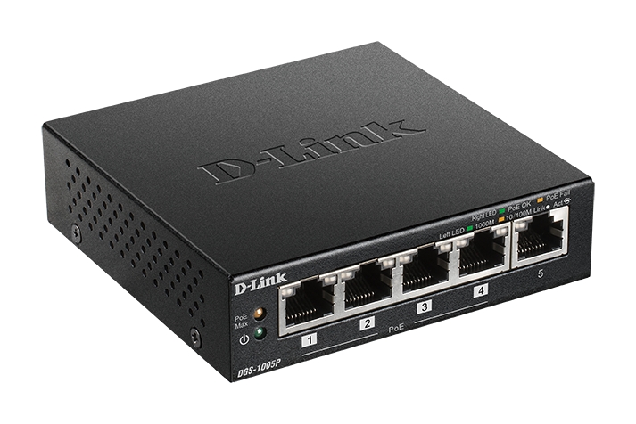 D-Link Switch 5 Puertos Gigabit 10/100/1000 Mbps - PoE+