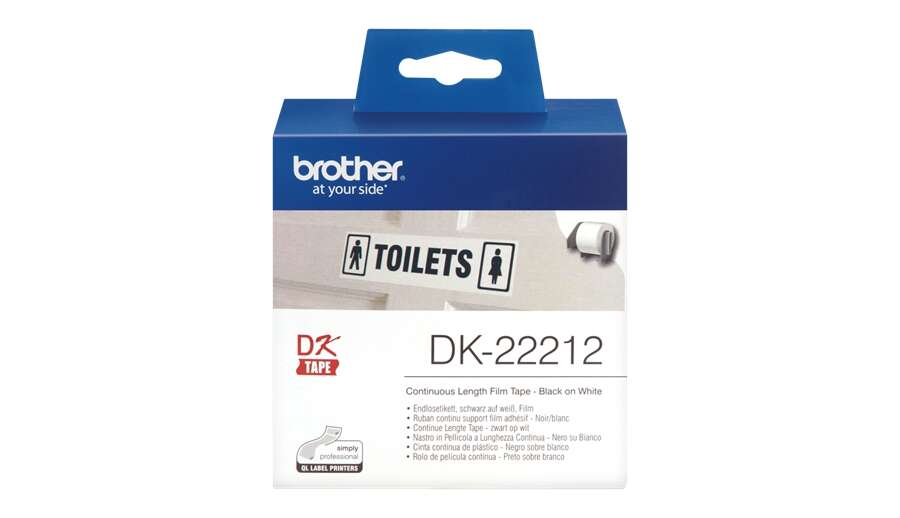 Brother DK22212 - Etiquetas Originales de Tamaño personalizado - Ancho 62mm x 15,24 metros - Texto negro sobre fondo blanco Brother DK22212 - Etiquetas Originales de Tamaño personalizado - Ancho 62mm x 15,24 metros - Texto negro sobre fondo blanco