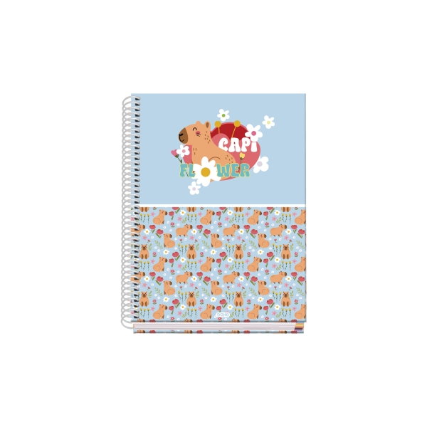 Dohe Capi Flower Cuaderno de Espiral Metalica - Formato A5 - 100 Hojas Offset de 90g - 5x5mm - Microperforadas - Banda de Color - Tapa Dura Plastificada - 16x21x2cm - Multicolor Dohe Capi Flower Cuaderno de Espiral Metalica - Formato A5 - 100 Hojas Offset de 90g - 5x5mm - Microperforadas - Banda de Color - Tapa Dura Plastificada - 16x21x2cm - Multicolor