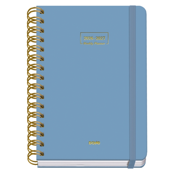 Dohe Premium Agenda Escolar 26/27 - Formato A5 - Semana Vista - Papel Offset Ahuesado 80g - Cubierta de Carton Plastificado - Espiral Metalica Doble - Goma - 15x21x2cm - Color Azul Dohe Premium Agenda Escolar 26/27 - Formato A5 - Semana Vista - Papel Offset Ahuesado 80g - Cubierta de Carton Plastificado - Espiral Metalica Doble - Goma - 15x21x2cm - Color Azul