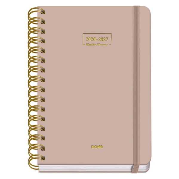 Dohe Premium Agenda Escolar 26/27 - Formato A5 - Semana Vista - Papel Offset Ahuesado 80g - Cubierta de Carton Plastificado - Espiral Metalica Doble - Goma - 15x21x2cm - Color Beige Dohe Premium Agenda Escolar 26/27 - Formato A5 - Semana Vista - Papel Offset Ahuesado 80g - Cubierta de Carton Plastificado - Espiral Metalica Doble - Goma - 15x21x2cm - Color Beige