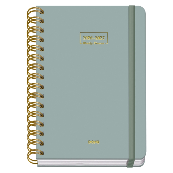 Dohe Premium Agenda Escolar 26/27 - Formato A5 - Semana Vista - Papel Offset Ahuesado 80g - Cubierta de Carton Plastificado - Espiral Metalica Doble - Goma - 15x21x2cm - Color Verde Dohe Premium Agenda Escolar 26/27 - Formato A5 - Semana Vista - Papel Offset Ahuesado 80g - Cubierta de Carton Plastificado - Espiral Metalica Doble - Goma - 15x21x2cm - Color Verde
