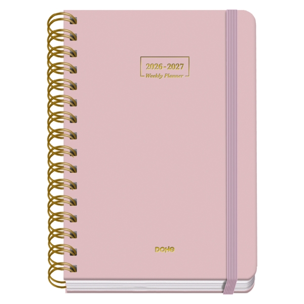 Dohe Premium Agenda Escolar 26/27 - Formato A5 - Dia Pagina - Papel Offset Ahuesado 80g - Cubierta de Carton Plastificado - Espiral Metalica Doble - Goma - 15x21x4cm - Color Rosa Dohe Premium Agenda Escolar 26/27 - Formato A5 - Dia Pagina - Papel Offset Ahuesado 80g - Cubierta de Carton Plastificado - Espiral Metalica Doble - Goma - 15x21x4cm - Color Rosa