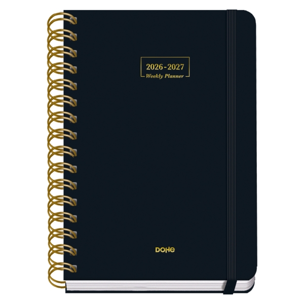 Dohe Premium Agenda Escolar 26/27 - Formato A5 - Dia Pagina - Papel Offset Ahuesado 80g - Cubierta de Carton Plastificado - Espiral Metalica Doble - Goma - 15x21x4cm - Color Negro Dohe Premium Agenda Escolar 26/27 - Formato A5 - Dia Pagina - Papel Offset Ahuesado 80g - Cubierta de Carton Plastificado - Espiral Metalica Doble - Goma - 15x21x4cm - Color Negro