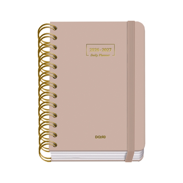 Dohe Premium Agenda Escolar 26/27 - Formato A6 - Dia Pagina - Papel Offset Ahuesado 80g - Cubierta de Carton Plastificado - Espiral Metalica Doble - Goma - 12x17x3cm - Color Beige Dohe Premium Agenda Escolar 26/27 - Formato A6 - Dia Pagina - Papel Offset Ahuesado 80g - Cubierta de Carton Plastificado - Espiral Metalica Doble - Goma - 12x17x3cm - Color Beige
