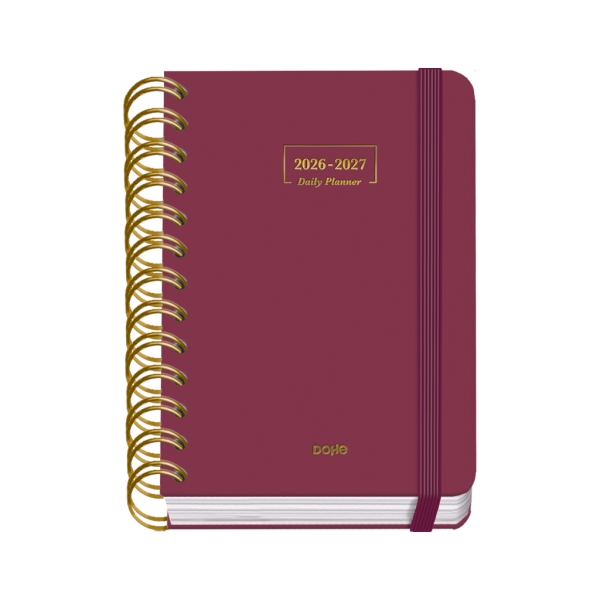 Dohe Premium Agenda Escolar 26/27 - Formato A6 - Dia Pagina - Papel Offset Ahuesado 80g - Cubierta de Carton Plastificado - Espiral Metalica Doble - Goma - 12x17x3cm - Color Burdeos Dohe Premium Agenda Escolar 26/27 - Formato A6 - Dia Pagina - Papel Offset Ahuesado 80g - Cubierta de Carton Plastificado - Espiral Metalica Doble - Goma - 12x17x3cm - Color Burdeos