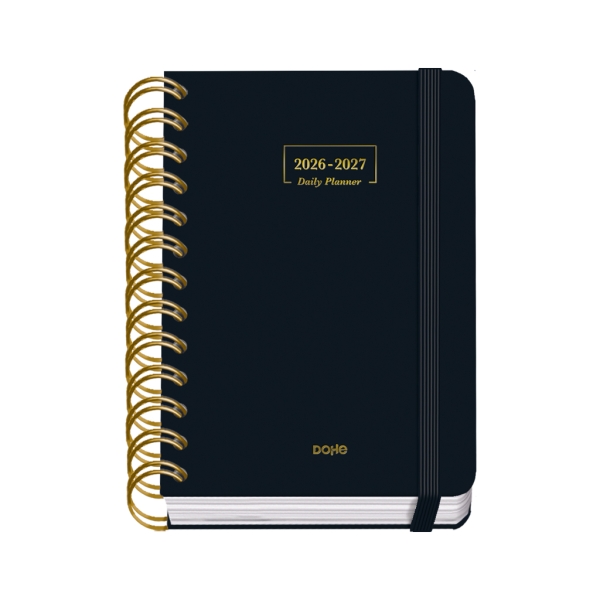 Dohe Premium Agenda Escolar 26/27 - Formato A6 - Dia Pagina - Papel Offset Ahuesado 80g - Cubierta de Carton Plastificado - Espiral Metalica Doble - Goma - 12x17x3cm - Color Negro Dohe Premium Agenda Escolar 26/27 - Formato A6 - Dia Pagina - Papel Offset Ahuesado 80g - Cubierta de Carton Plastificado - Espiral Metalica Doble - Goma - 12x17x3cm - Color Negro