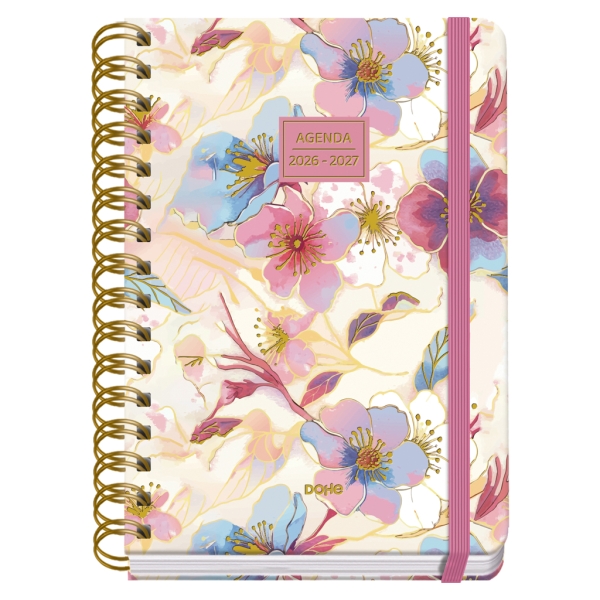 Dohe Premium Magnolia Agenda Escolar 26/27 - Formato A5 - Dia Pagina - Papel Offset Ahuesado 80g - Cubierta de Carton Plastificado - Espiral Metalica Doble - Goma - 15x21x4cm - Multicolor Dohe Premium Magnolia Agenda Escolar 26/27 - Formato A5 - Dia Pagina - Papel Offset Ahuesado 80g - Cubierta de Carton Plastificado - Espiral Metalica Doble - Goma - 15x21x4cm - Multicolor