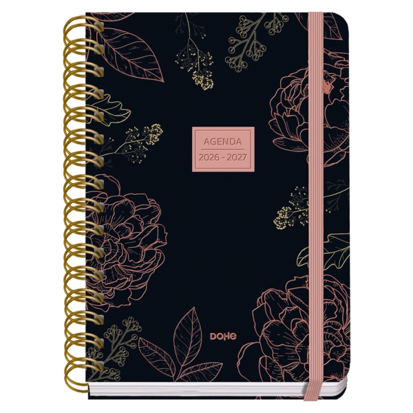 Dohe Premium Noir Agenda Escolar 26/27 - Formato A5 - Dia Pagina - Papel Offset Ahuesado 80g - Cubierta de Carton Plastificado - Espiral Metalica Doble - Goma - 15x21x4cm - Color Negro Dohe Premium Noir Agenda Escolar 26/27 - Formato A5 - Dia Pagina - Papel Offset Ahuesado 80g - Cubierta de Carton Plastificado - Espiral Metalica Doble - Goma - 15x21x4cm - Color Negro