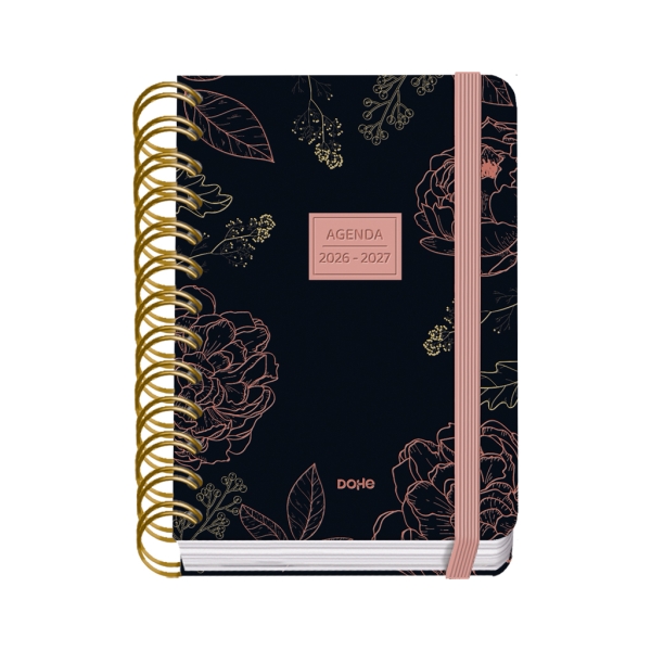 Dohe Premium Noir Agenda Escolar 26/27 - Formato A6 - Dia Pagina - Papel Offset Ahuesado 80g - Cubierta de Carton Plastificado - Espiral Metalica Doble - Goma - 12x17x3cm - Color Negro Dohe Premium Noir Agenda Escolar 26/27 - Formato A6 - Dia Pagina - Papel Offset Ahuesado 80g - Cubierta de Carton Plastificado - Espiral Metalica Doble - Goma - 12x17x3cm - Color Negro