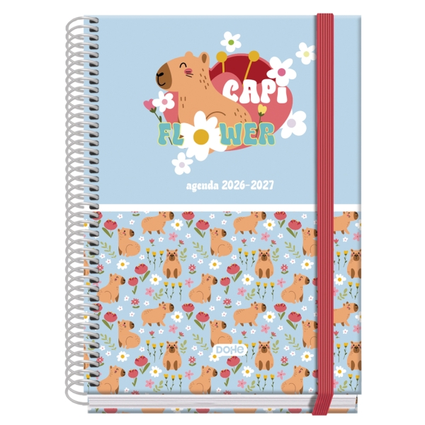 Dohe Prime Capi Flower Agenda Escolar 26/27 - Formato A5 - Semana Vista - Papel Offset Ahuesado 70g - Cubierta de Carton Plastificado - Espiral - Goma - 15x21x2cm - Multicolor Dohe Prime Capi Flower Agenda Escolar 26/27 - Formato A5 - Semana Vista - Papel Offset Ahuesado 70g - Cubierta de Carton Plastificado - Espiral - Goma - 15x21x2cm - Multicolor