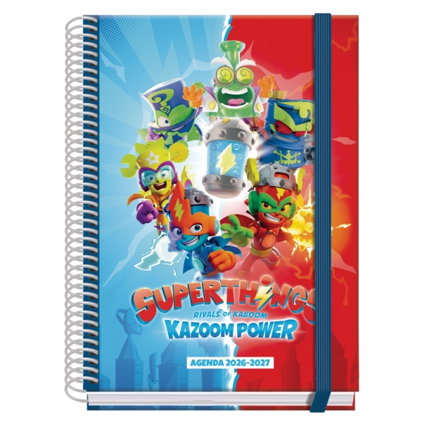 Dohe Prime Superthings Agenda Escolar 26/27 - Formato A5 - Semana Vista - Papel Offset Ahuesado 70g - Cubierta de Carton Plastificado - Espiral - Goma - 15x21x2cm - Multicolor Dohe Prime Superthings Agenda Escolar 26/27 - Formato A5 - Semana Vista - Papel Offset Ahuesado 70g - Cubierta de Carton Plastificado - Espiral - Goma - 15x21x2cm - Multicolor