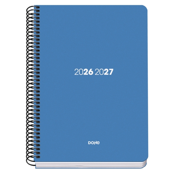Dohe Basic Element Agenda Escolar 26/27 - Formato A5 - Semana Vista - Papel Offset Ahuesado 70g - Cubierta de Carton Plastificado - Espiral Metalica - Goma - 15x21x2cm - Color Azul Dohe Basic Element Agenda Escolar 26/27 - Formato A5 - Semana Vista - Papel Offset Ahuesado 70g - Cubierta de Carton Plastificado - Espiral Metalica - Goma - 15x21x2cm - Color Azul