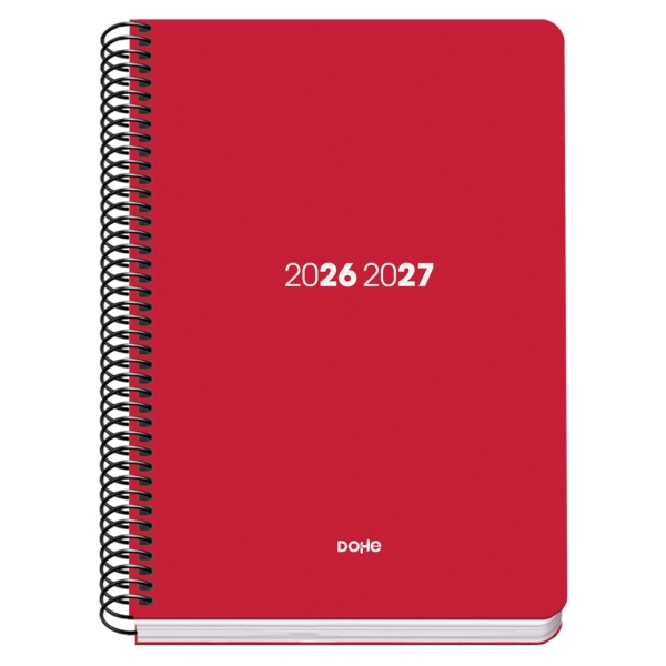 Dohe Basic Element Agenda Escolar 26/27 - Formato A5 - Dia Pagina - Papel Offset Ahuesado 70g - Cubierta de Carton Plastificado - Espiral Metalica - Goma - 15x21x4cm - Color Rojo Dohe Basic Element Agenda Escolar 26/27 - Formato A5 - Dia Pagina - Papel Offset Ahuesado 70g - Cubierta de Carton Plastificado - Espiral Metalica - Goma - 15x21x4cm - Color Rojo