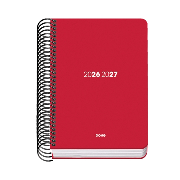 Dohe Basic Element Agenda Escolar 26/27 - Formato A6 - Dia Pagina - Papel Offset Ahuesado 70g - Cubierta de Carton Plastificado - Espiral Metalica - Goma - 12x17x3cm - Color Rojo Dohe Basic Element Agenda Escolar 26/27 - Formato A6 - Dia Pagina - Papel Offset Ahuesado 70g - Cubierta de Carton Plastificado - Espiral Metalica - Goma - 12x17x3cm - Color Rojo