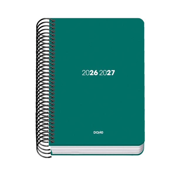 Dohe Basic Element Agenda Escolar 26/27 - Formato A6 - Dia Pagina - Papel Offset Ahuesado 70g - Cubierta de Carton Plastificado - Espiral Metalica - Goma - 12x17x3cm - Color Verde Dohe Basic Element Agenda Escolar 26/27 - Formato A6 - Dia Pagina - Papel Offset Ahuesado 70g - Cubierta de Carton Plastificado - Espiral Metalica - Goma - 12x17x3cm - Color Verde