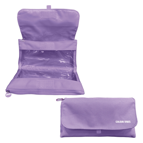 Dohe Vibes Portatodo Doble - Solapa con Bolsillo Interior - Cremallera - Ventanas Transparentes - Poliester - 22x11x6cm - Color Morado Dohe Vibes Portatodo Doble - Solapa con Bolsillo Interior - Cremallera - Ventanas Transparentes - Poliester - 22x11x6cm - Color Morado