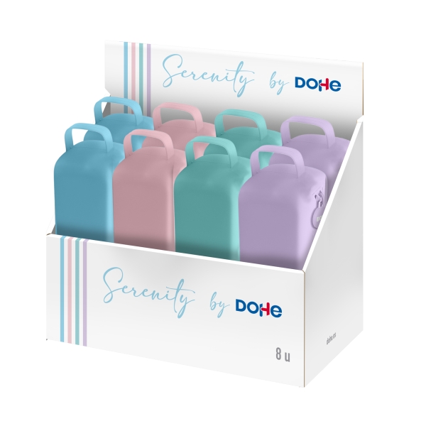 Dohe Serenity Expositor con 8 Portatodo - Cremallera - Tirador de Goma - Silicona de Tacto Suave - Asa Lateral - Colores Surtidos Dohe Serenity Expositor con 8 Portatodo - Cremallera - Tirador de Goma - Silicona de Tacto Suave - Asa Lateral - Colores Surtidos