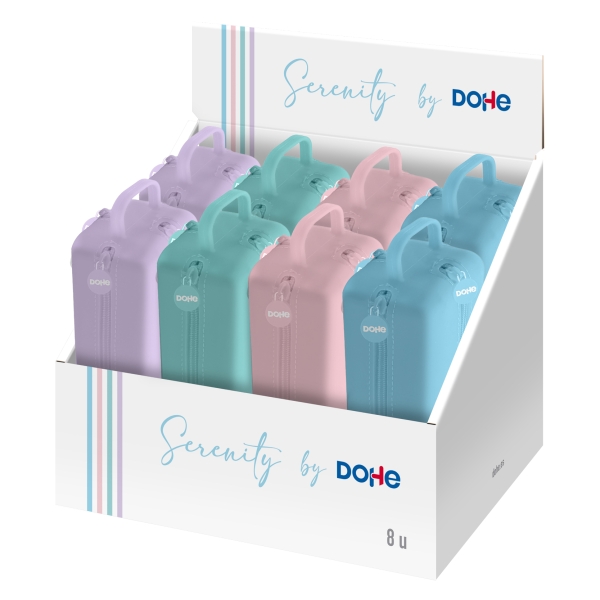 Dohe Serenity Expositor con 8 Portatodo - 4 Cremalleras - Tirador de Goma - Silicona de Tacto Suave - Asa Lateral - Colores Surtidos Dohe Serenity Expositor con 8 Portatodo - 4 Cremalleras - Tirador de Goma - Silicona de Tacto Suave - Asa Lateral - Colores Surtidos