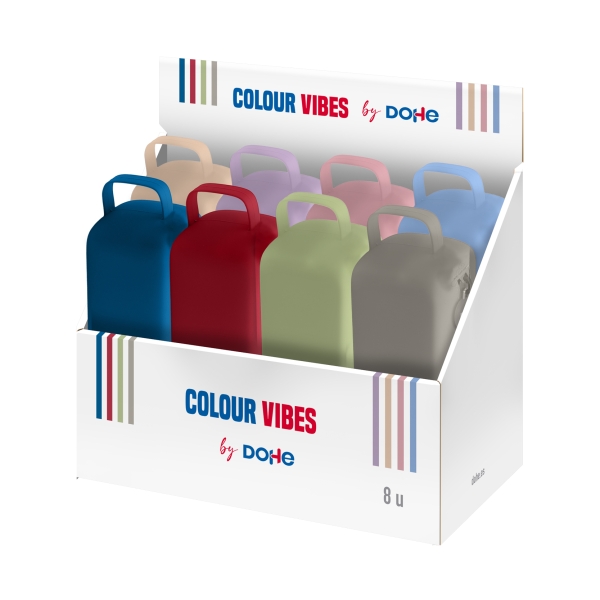 Dohe Colour Vibes Expositor con 8 Portatodo - Cremallera - Tirador de Goma - Silicona de Tacto Suave - Asa Lateral - Colores Surtidos Dohe Colour Vibes Expositor con 8 Portatodo - Cremallera - Tirador de Goma - Silicona de Tacto Suave - Asa Lateral - Colores Surtidos