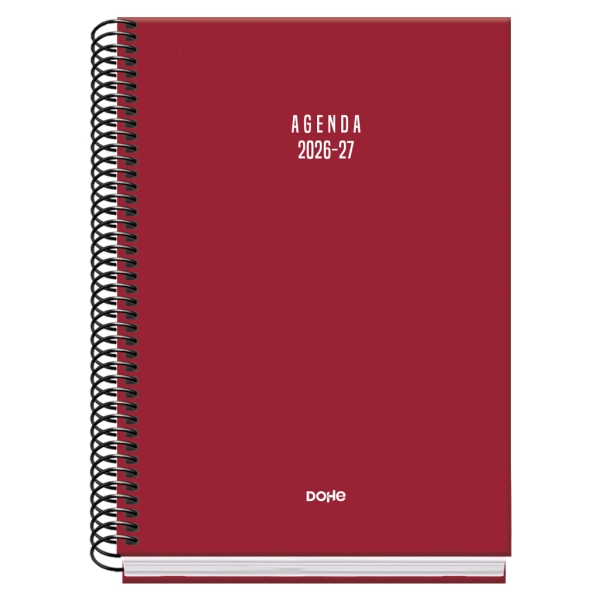 Dohe Basic Colour Vibes Agenda Escolar 26/27 - Formato A5 - Semana Vista - Papel Offset Ahuesado 70g - Cubierta de Carton Plastificado - Espiral - Goma - 15x21x2cm - Color Burdeos Dohe Basic Colour Vibes Agenda Escolar 26/27 - Formato A5 - Semana Vista - Papel Offset Ahuesado 70g - Cubierta de Carton Plastificado - Espiral - Goma - 15x21x2cm - Color Burdeos