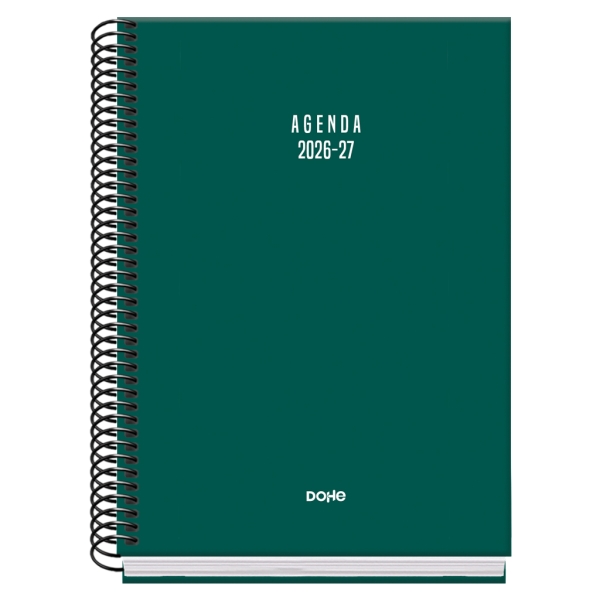Dohe Basic Colour Vibes Agenda Escolar 26/27 - Formato A5 - Dia Pagina - Papel Offset Ahuesado 70g - Cubierta de Carton Plastificado - Espiral - Goma - 15x21x4cm - Color Verde Dohe Basic Colour Vibes Agenda Escolar 26/27 - Formato A5 - Dia Pagina - Papel Offset Ahuesado 70g - Cubierta de Carton Plastificado - Espiral - Goma - 15x21x4cm - Color Verde