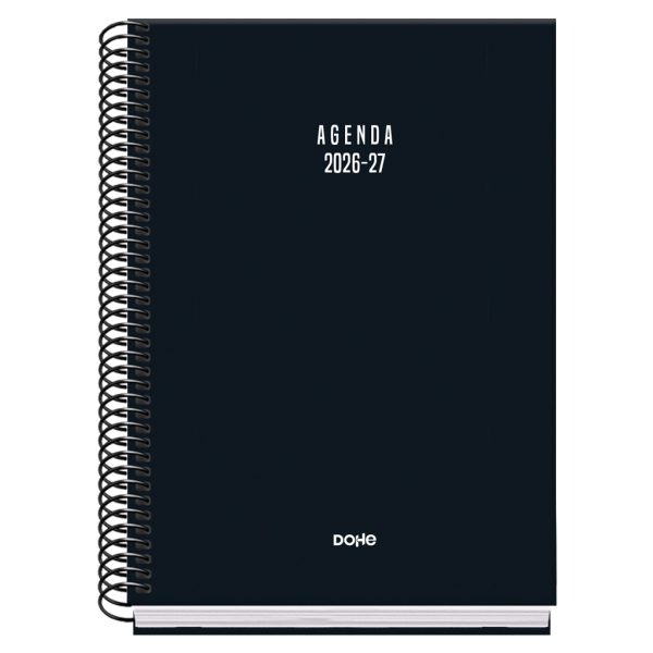 Dohe Basic Colour Vibes Agenda Escolar 26/27 - Formato A5 - Dia Pagina - Papel Offset Ahuesado 70g - Cubierta de Carton Plastificado - Espiral Metalica - Goma - 15x21x4cm - Color Negro Dohe Basic Colour Vibes Agenda Escolar 26/27 - Formato A5 - Dia Pagina - Papel Offset Ahuesado 70g - Cubierta de Carton Plastificado - Espiral Metalica - Goma - 15x21x4cm - Color Negro
