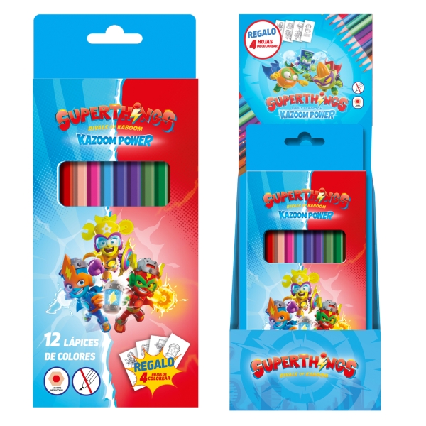 Dohe Superthings Expositor con 12 Cajas de 12 Lapices de Colores - Forma Hexagonal - Mina de 2.8mm - Plantillas para Colorear Incluidas - Madera Roja - Colores Surtidos Dohe Superthings Expositor con 12 Cajas de 12 Lapices de Colores - Forma Hexagonal - Mina de 2.8mm - Plantillas para Colorear Incluidas - Madera Roja - Colores Surtidos