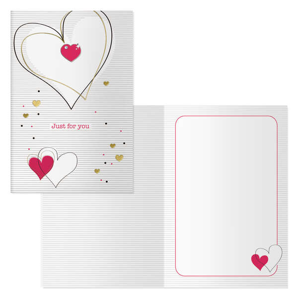 Dohe Pack de 6 Tarjetas de Felicitacion de San Valentin - 11.5x17cm - Impresion a Todo Color - Estampaciones con Pelicula de Color - Estampacion en Seco - Papel Offset Blanco de 300gr - Incluye Sobre de Color