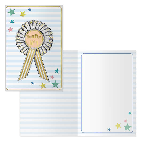 Dohe Pack de 6 Tarjetas de Felicitacion Dia del Padre - 11.5x17cm - Impresion a Todo Color - Estampaciones con Pelicula de Color - Papel Offset Blanco de 300gr - Incluye Sobre de Color