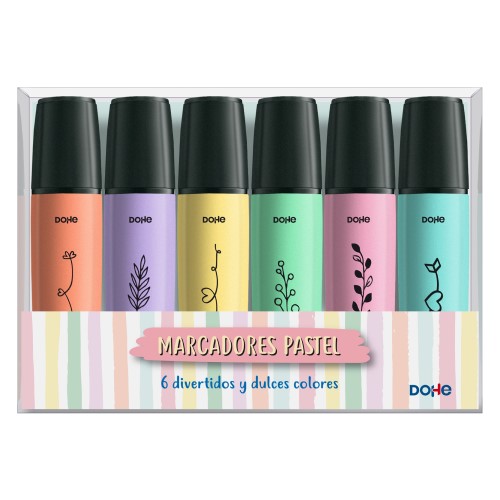 Dohe Pack de 6 Marcadores Fluorescentes Pastel - Punta Biselada con Trazo de 1-5 mm - Colores Surtidos Dohe Pack de 6 Marcadores Fluorescentes Pastel - Punta Biselada con Trazo de 1-5 mm - Colores Surtidos