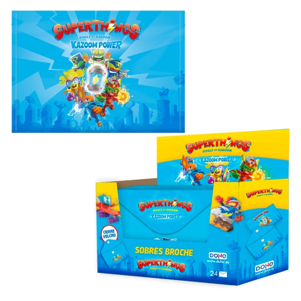 Dohe Superthings Expositor con 24 Sobres - Formato Apaisado - Polipropileno de 200 micras - Velcro - Color Azul Dohe Superthings Expositor con 24 Sobres - Formato Apaisado - Polipropileno de 200 micras - Velcro - Color Azul