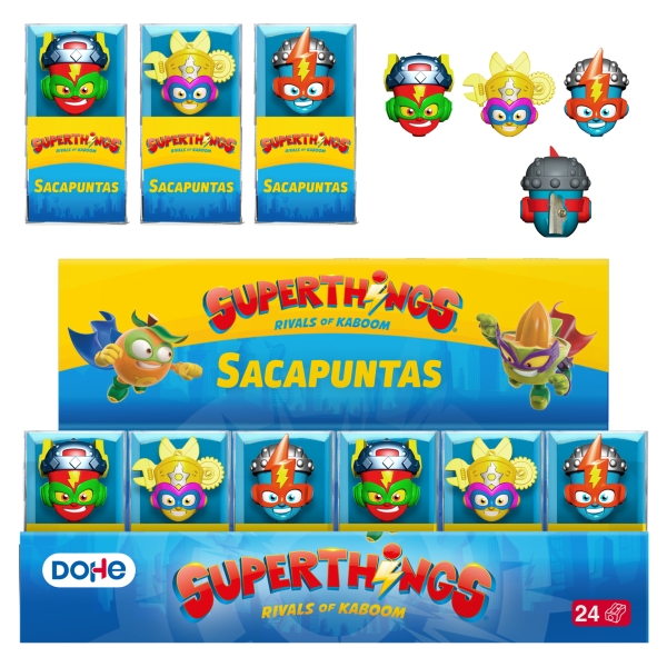 Dohe Superthings Expositor con 24 Sacapuntas - PVC - Cuchilla de Acero - Formas Surtidas Dohe Superthings Expositor con 24 Sacapuntas - PVC - Cuchilla de Acero - Formas Surtidas