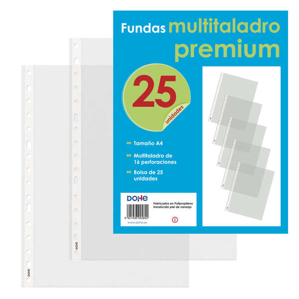 Dohe 25 Fundas Multitaladro Premium con 16 Perforaciones - Polipropileno Rugoso Dohe 25 Fundas Multitaladro Premium con 16 Perforaciones - Polipropileno Rugoso
