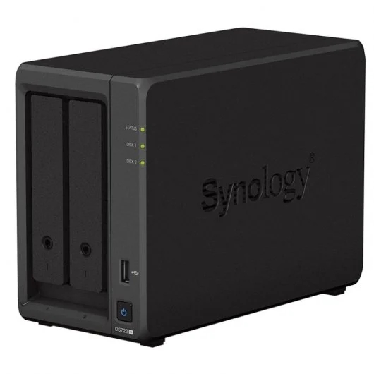 Synology DiskStation DS723+ Servidor de Almacenamiento NAS - Hasta 2 Unidades de Almacenamiento - Interfaz Soportado M.2, SATA III - Compatible con 2.5\", 3.5\" - 2x RJ-45, 1x USB 3.2