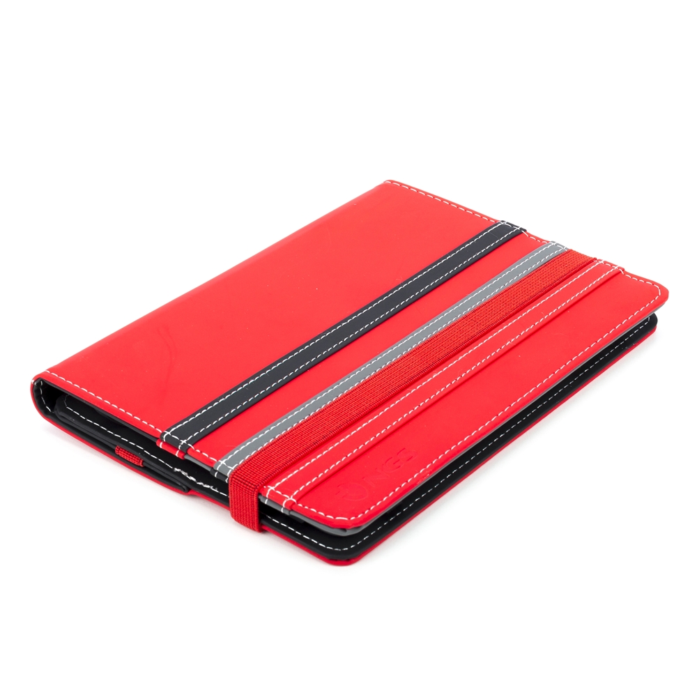 NGS Duo Funda para Tablets de 7\" a 8\" - Reversible - Antideslizante - Suave Revestimiento Interior - Cierre con Cinta Elastica - Color Rojo/Gris