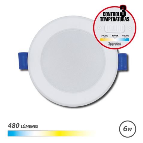 Elbat Downlight Circular 6W - 480Lm - Selector 3 Temperaturas - Color Blanco Elbat Downlight Circular 6W - 480Lm - Selector 3 Temperaturas - Color Blanco