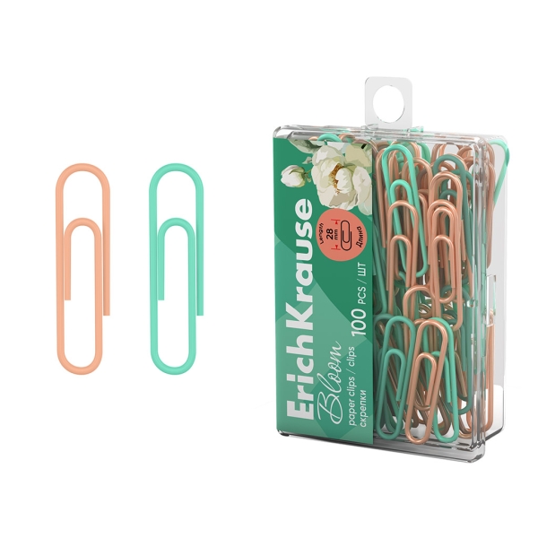 ErichKrause Pastel Bloom Pack de 100 Clips Recubiertos - 28mm - Caja de Plastico - Colores Surtidos ErichKrause Pastel Bloom Pack de 100 Clips Recubiertos - 28mm - Caja de Plastico - Colores Surtidos