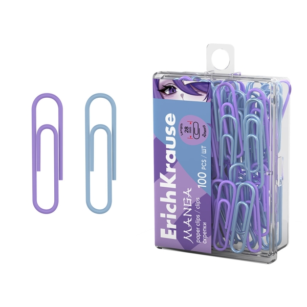 ErichKrause Manga Pack de 100 Clips Recubiertos - 28mm - Caja de Plastico - Colores Surtidos ErichKrause Manga Pack de 100 Clips Recubiertos - 28mm - Caja de Plastico - Colores Surtidos