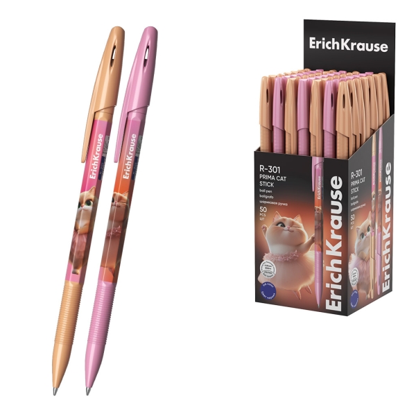 ErichKrause R-301 Stick Prima Cat Boligrafo con Capuchon - Modelos Surtidos - Trazo 0.35mm - Tinta de Secado Rapido - Tapa Ventilada - Color Azul ErichKrause R-301 Stick Prima Cat Boligrafo con Capuchon - Modelos Surtidos - Trazo 0.35mm - Tinta de Secado Rapido - Tapa Ventilada - Color Azul