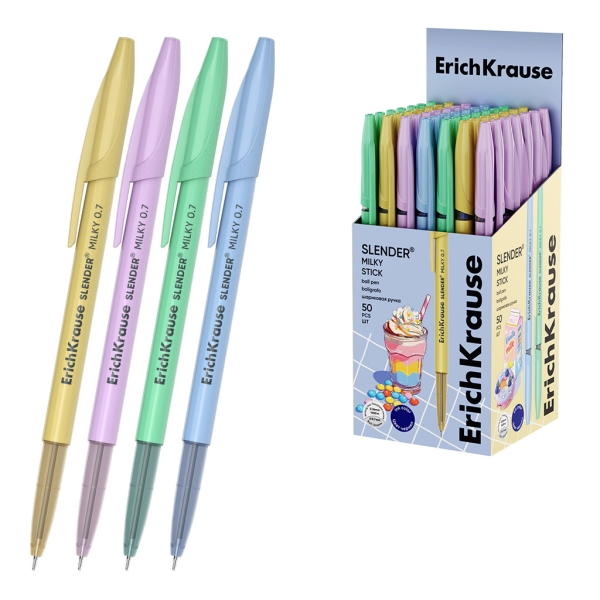 ErichKrause Stick Cheat Milky Boligrafo con Capuchon - Modelos Surtidos - Trazo 0.26mm - Tinta de Baja Viscosidad - Tapa Ventilada - Color Azul ErichKrause Stick Cheat Milky Boligrafo con Capuchon - Modelos Surtidos - Trazo 0.26mm - Tinta de Baja Viscosidad - Tapa Ventilada - Color Azul