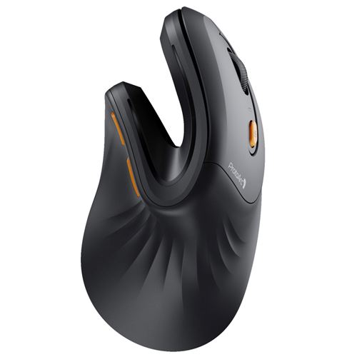 ProtoArc EM11 NL Raton Vertical Ergonomico Inalambrico - 2400 dpi - Bluetooth + 2.4Ghz - Bateria Recargable - Multidispositivo - Color Negro y Naranja