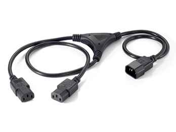 Equip Cable de Alimentacion C13 2x IEC C13 Hembra - 1x IEC C14 Macho - Longitud 2.2m - Color Negro