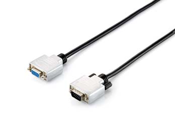 Equip Cable VGA Alargador 1 x HD15 VGA Macho - 1 x HD15 VGA Hembra - Carcasas Metalicas - Tornillos Moleteados - Longitud 10 m. - Color Negro