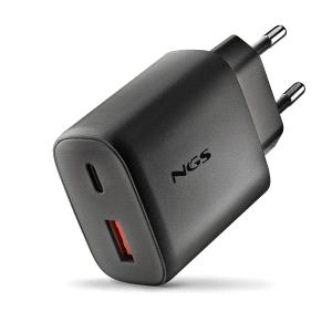 NGS ERA 45W Cargador de Pared Ultrarrapido GaN - 1 USB-C y 1 USB-A - Color Negro NGS ERA 45W Cargador de Pared Ultrarrapido GaN - 1 USB-C y 1 USB-A - Color Negro