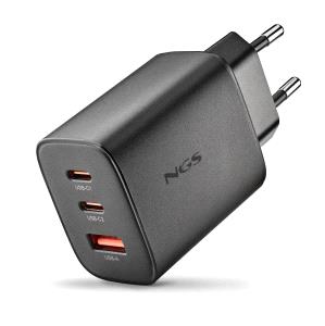 NGS ERA 65W Cargador de Pared Ultrarrapido GaN - 2 USB-C y 1 USB-A - Color Negro NGS ERA 65W Cargador de Pared Ultrarrapido GaN - 2 USB-C y 1 USB-A - Color Negro