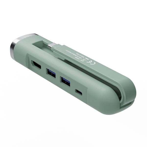 Ewent Hub USB-C 5 en 1 - 1x RJ45 - 1x HDMI 4K - 1x USB-C - 2x USB-A - hasta 1000Mbps - Color Verde Pastel Ewent Hub USB-C 5 en 1 - 1x RJ45 - 1x HDMI 4K - 1x USB-C - 2x USB-A - hasta 1000Mbps - Color Verde Pastel